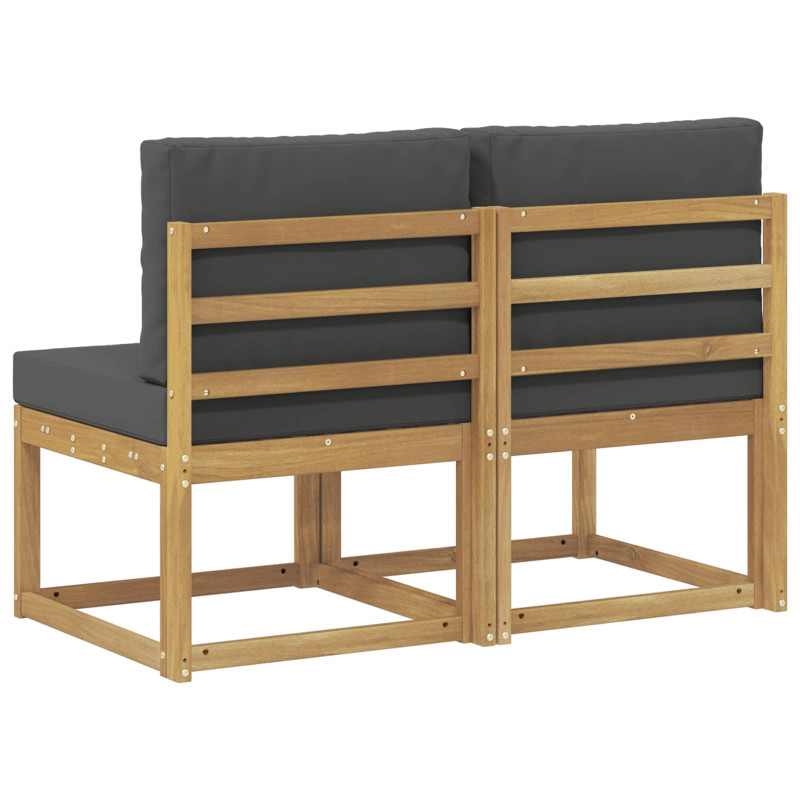 2 Sztuka Środkowa sofa ogrodowa Lite Drewno Akacji Biały