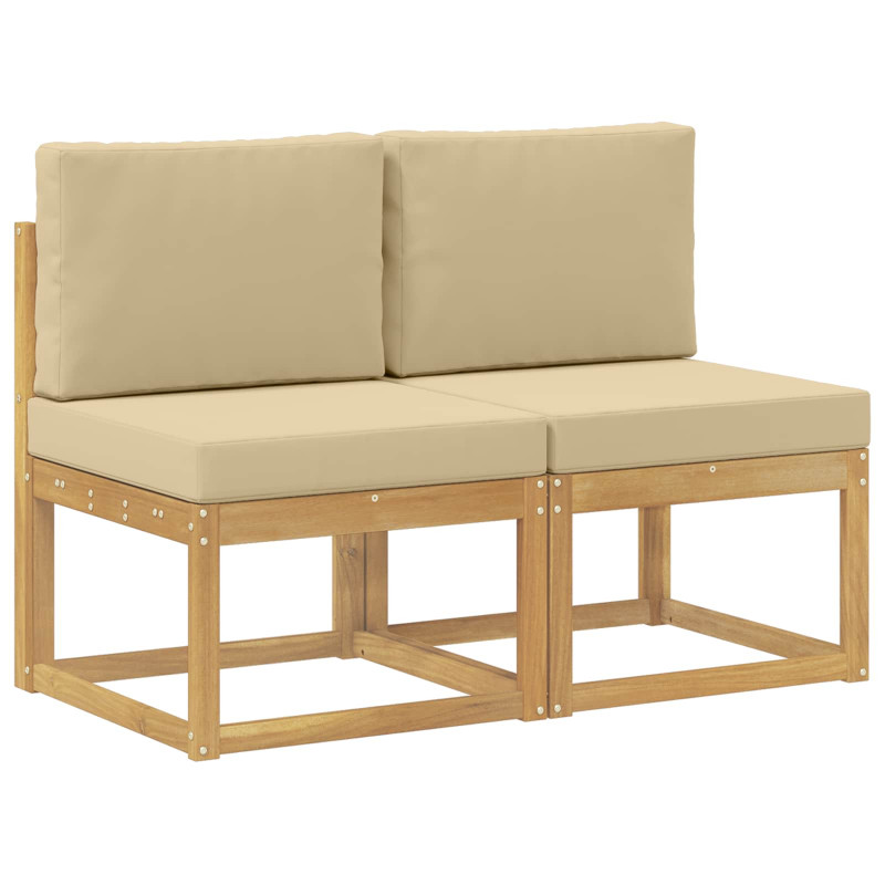 2 Sztuka Środkowa sofa ogrodowa Lite Drewno Akacji Biały