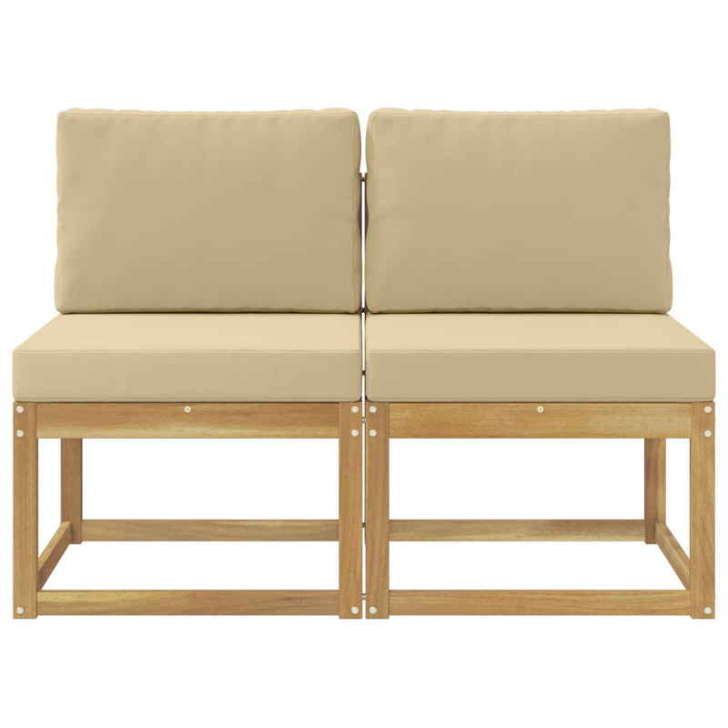 2 Sztuka Środkowa sofa ogrodowa Lite Drewno Akacji Biały