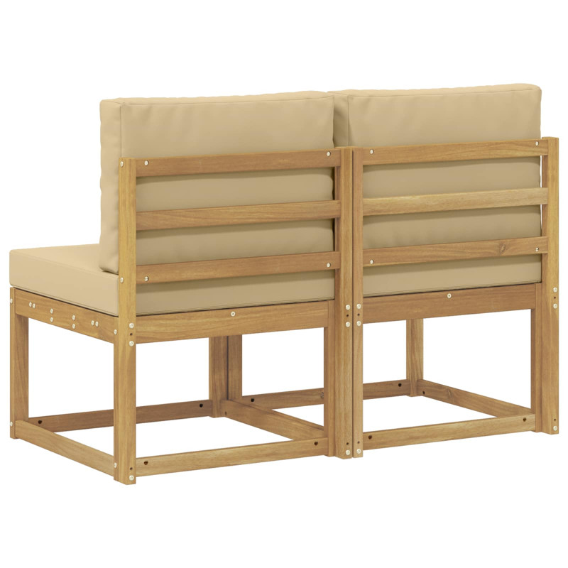 2 Sztuka Środkowa sofa ogrodowa Lite Drewno Akacji Biały
