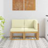 Modułowa sofa na zewnątrz 2 Sztuka Biały Lite Drewno Akacji