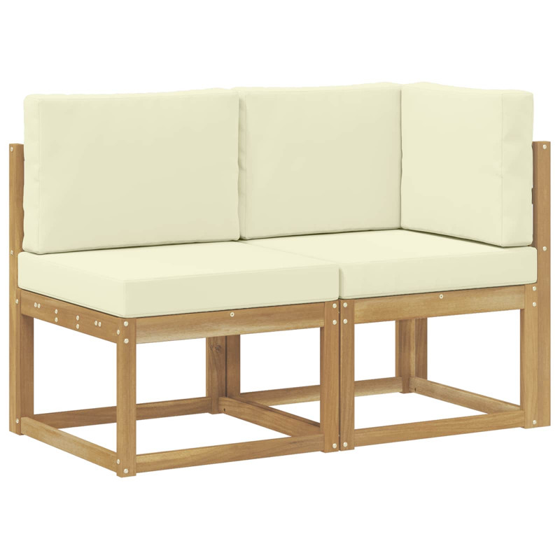 Modułowa sofa na zewnątrz 2 Sztuka Biały Lite Drewno Akacji