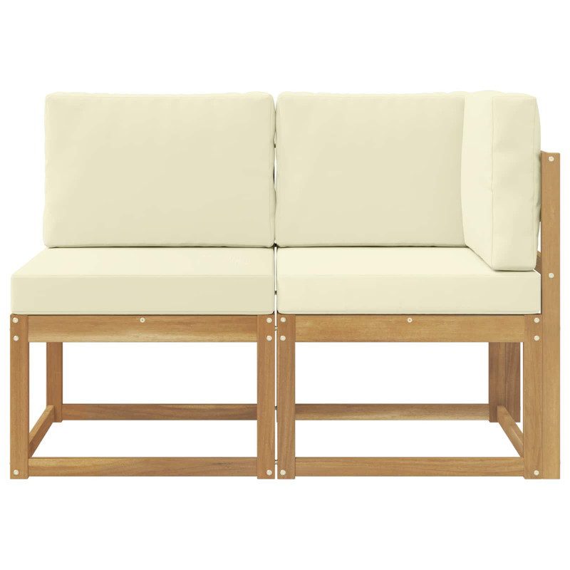 Modułowa sofa na zewnątrz 2 Sztuka Biały Lite Drewno Akacji