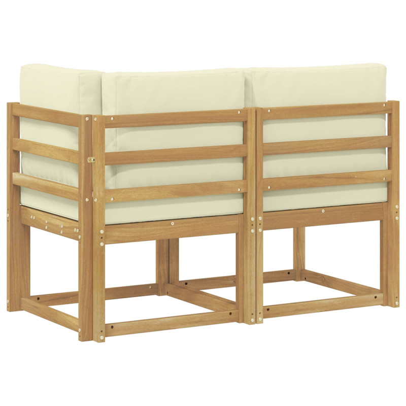 Modułowa sofa na zewnątrz 2 Sztuka Biały Lite Drewno Akacji