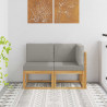Modułowa sofa na zewnątrz 2 Sztuka Biały Lite Drewno Akacji