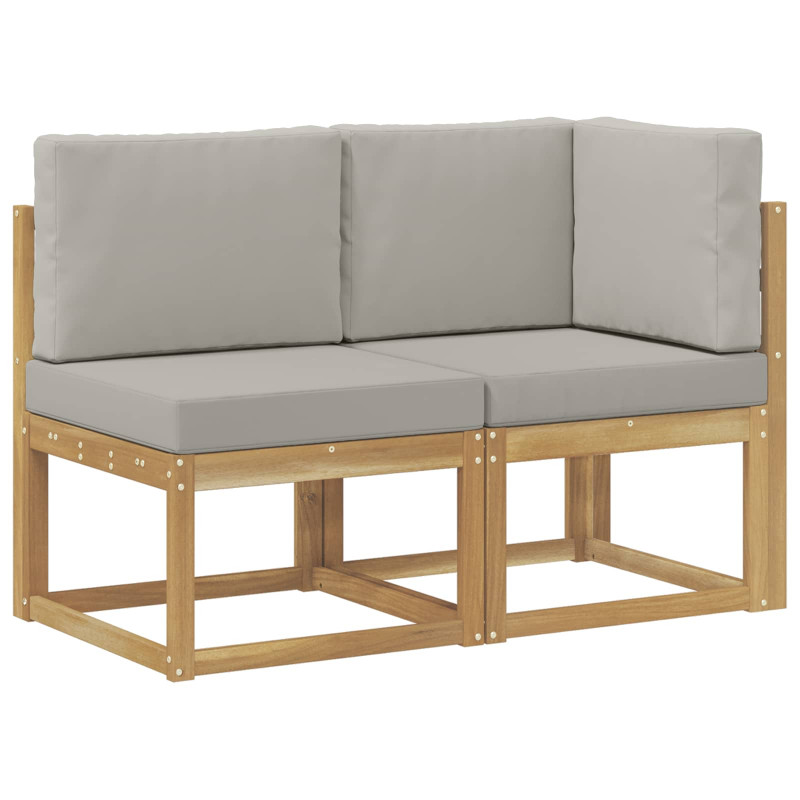 Modułowa sofa na zewnątrz 2 Sztuka Biały Lite Drewno Akacji
