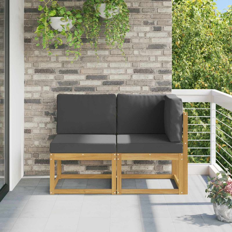 Modułowa sofa na zewnątrz 2 Sztuka Biały Lite Drewno Akacji