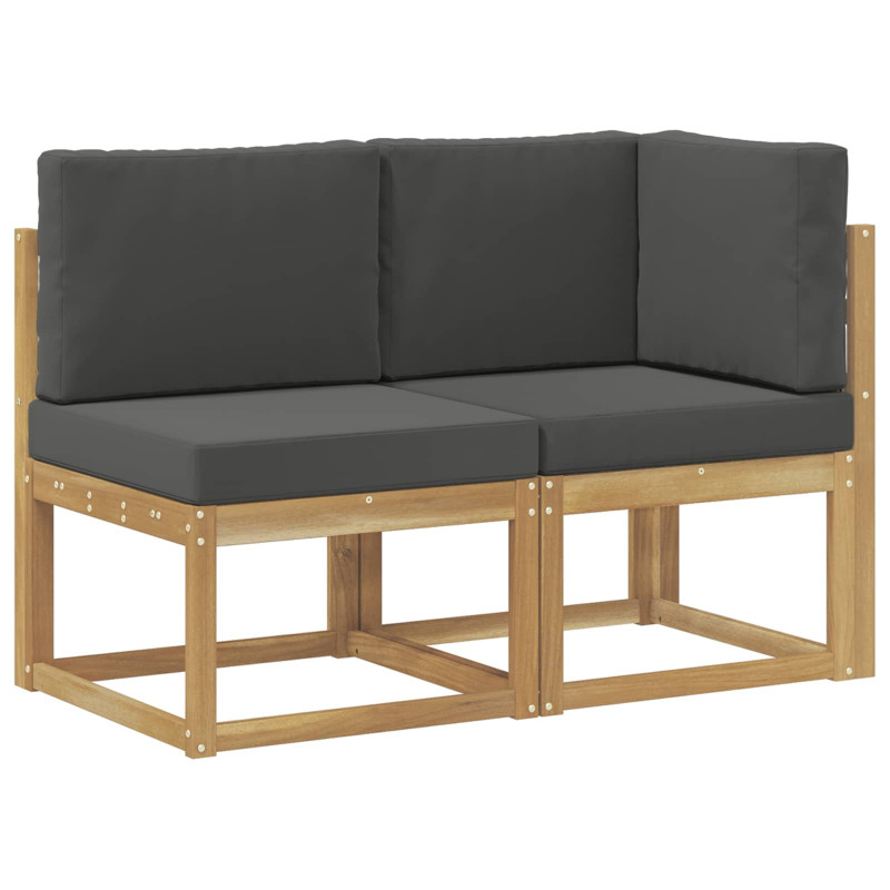 Modułowa sofa na zewnątrz 2 Sztuka Biały Lite Drewno Akacji