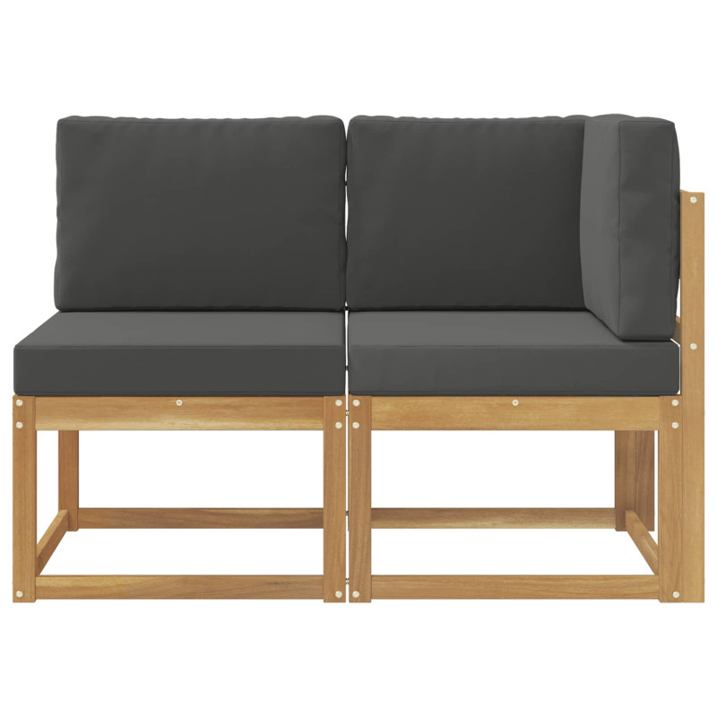 Modułowa sofa na zewnątrz 2 Sztuka Biały Lite Drewno Akacji