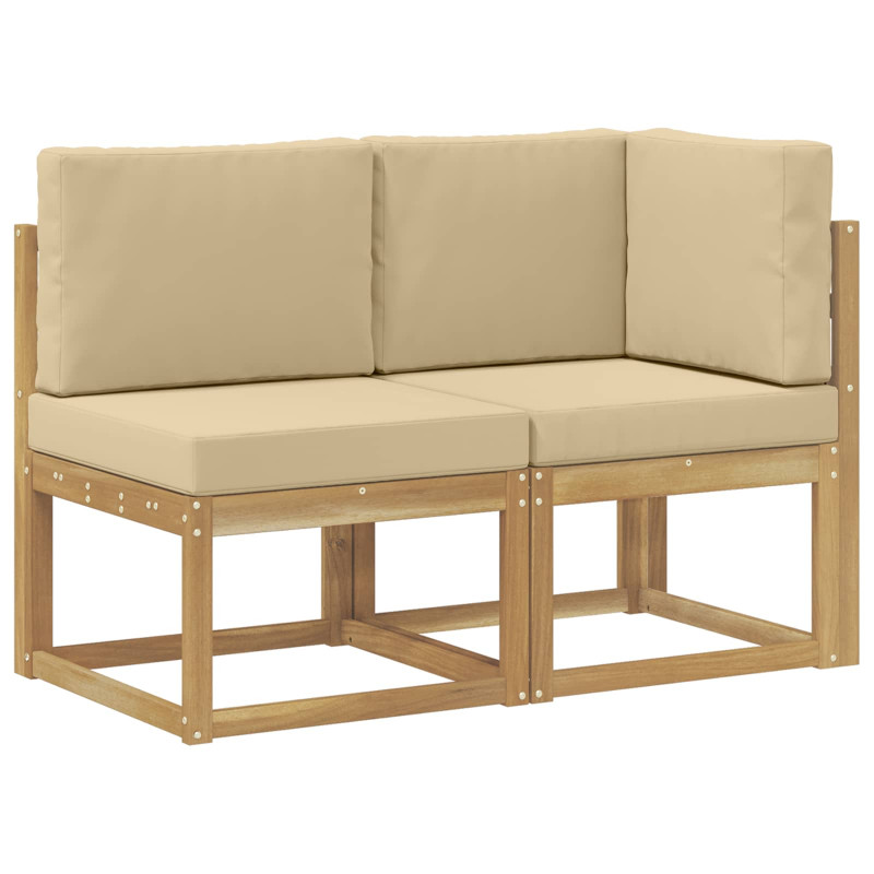 Modułowa sofa na zewnątrz 2 Sztuka Biały Lite Drewno Akacji