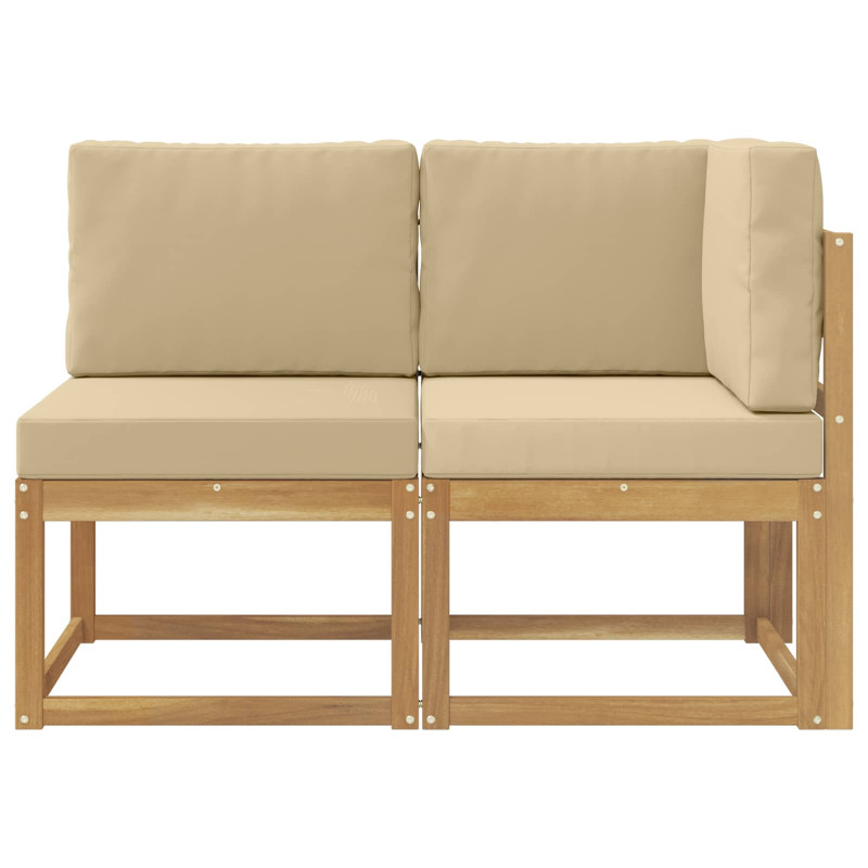 Modułowa sofa na zewnątrz 2 Sztuka Biały Lite Drewno Akacji