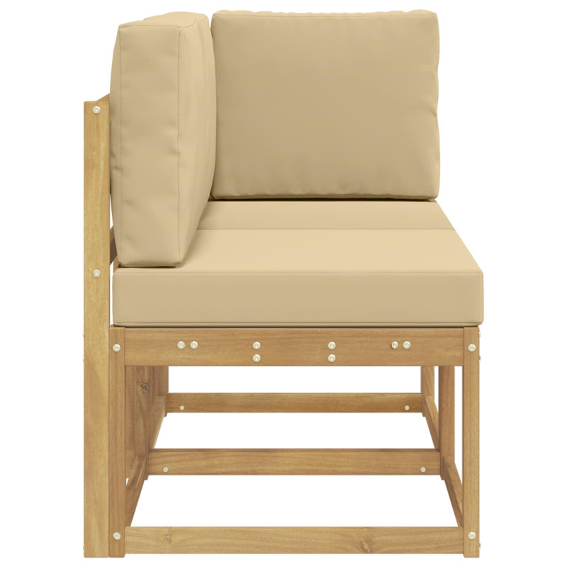 Modułowa sofa na zewnątrz 2 Sztuka Biały Lite Drewno Akacji