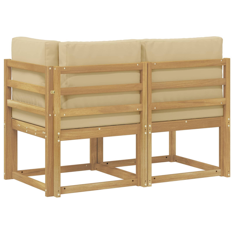 Modułowa sofa na zewnątrz 2 Sztuka Biały Lite Drewno Akacji