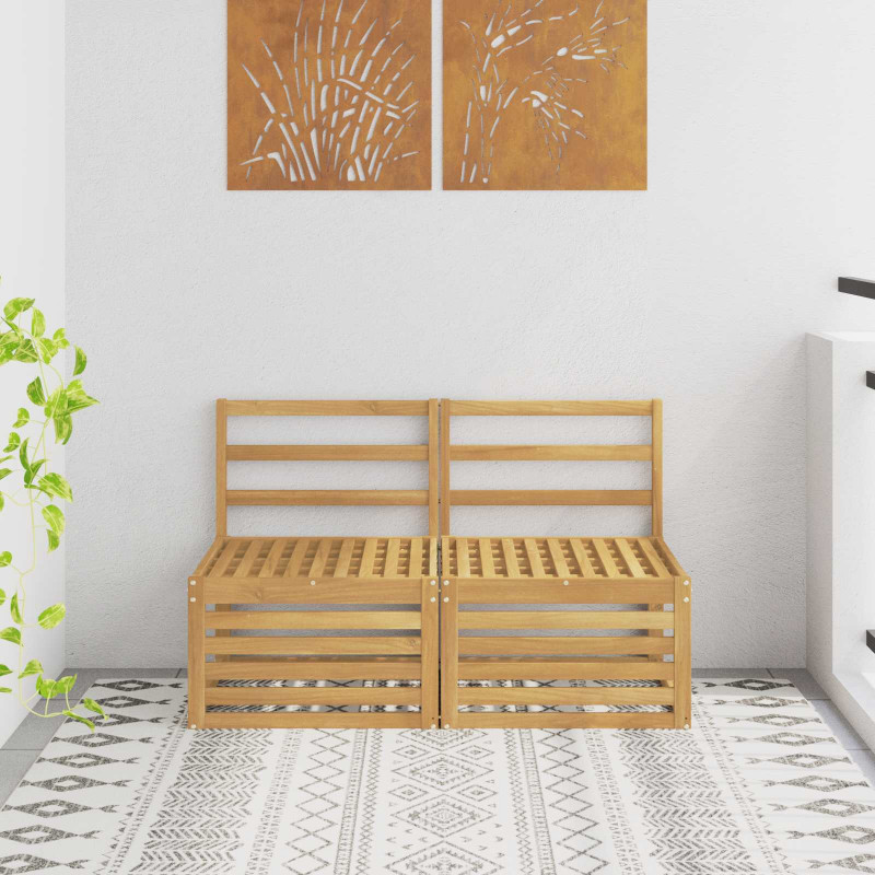 2 Sztuka Środkowa sofa ogrodowa Lite Drewno Akacji Biały