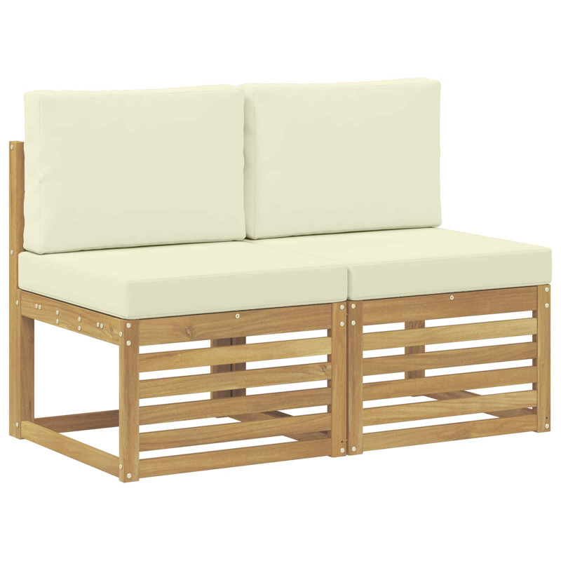 2 Sztuka Środkowa sofa ogrodowa Lite Drewno Akacji Biały
