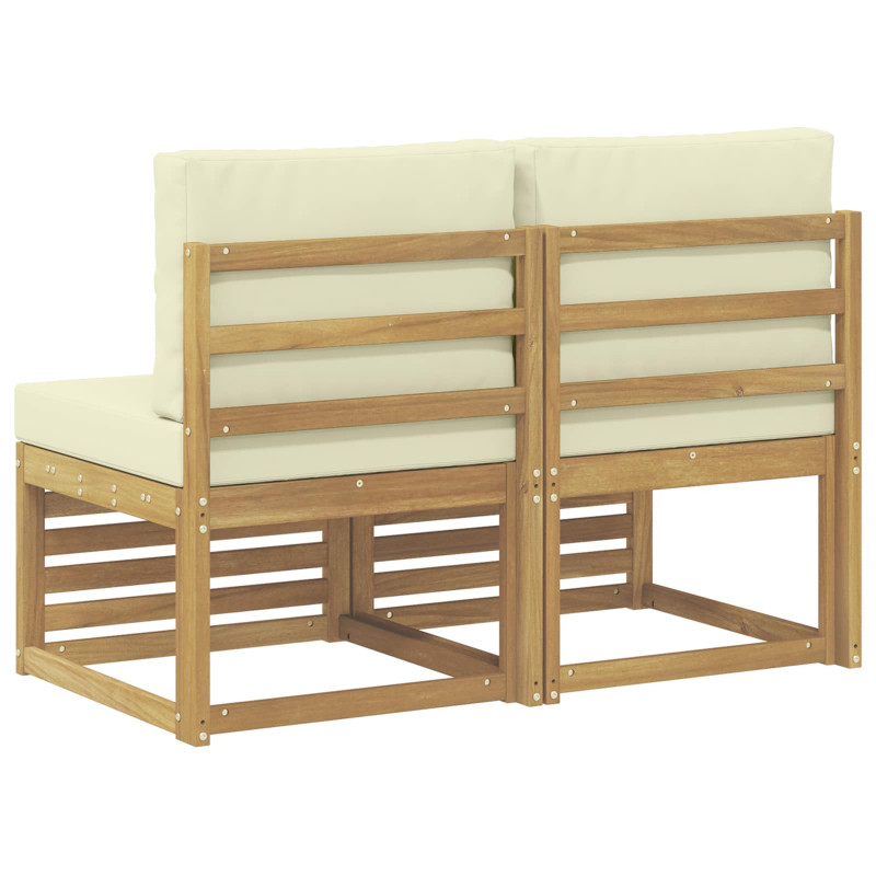2 Sztuka Środkowa sofa ogrodowa Lite Drewno Akacji Biały