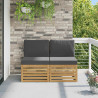 2 Sztuka Środkowa sofa ogrodowa Lite Drewno Akacji Biały
