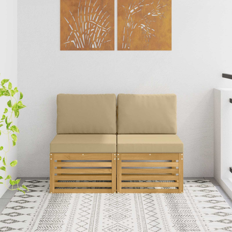 2 Sztuka Środkowa sofa ogrodowa Lite Drewno Akacji Biały