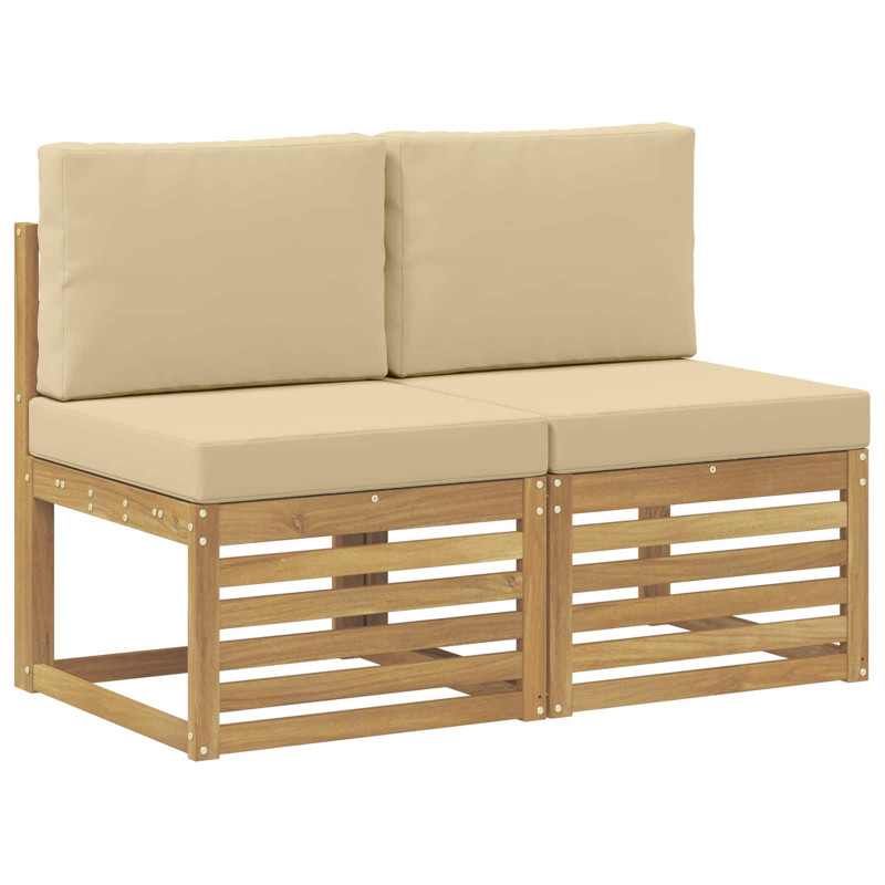 2 Sztuka Środkowa sofa ogrodowa Lite Drewno Akacji Biały