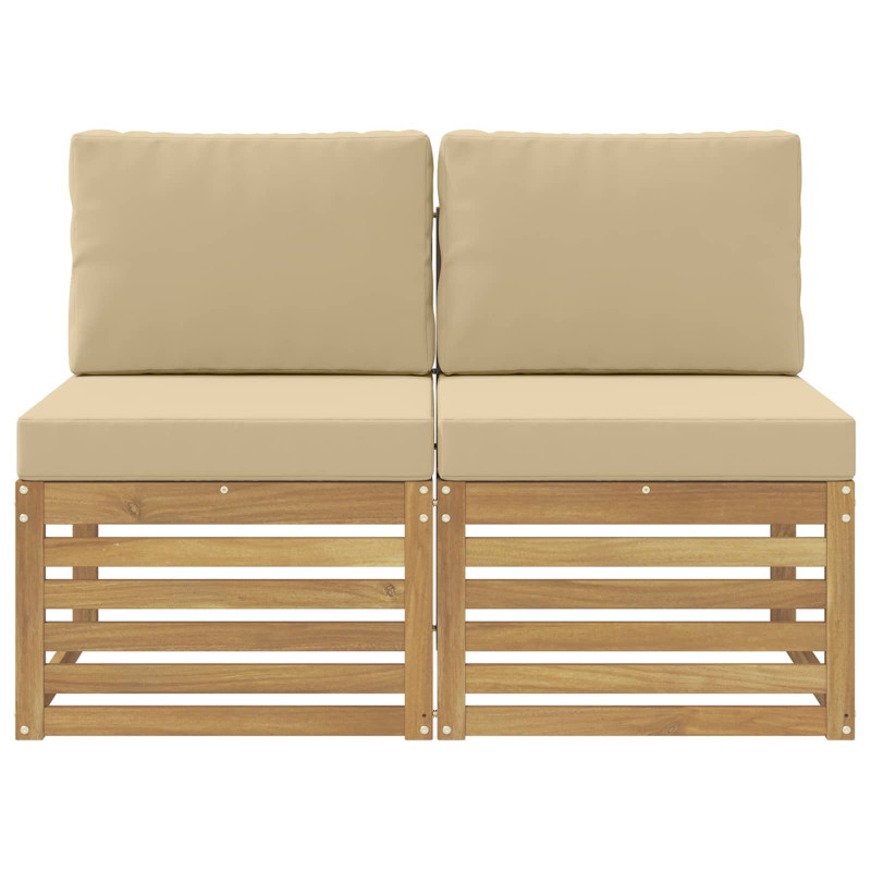 2 Sztuka Środkowa sofa ogrodowa Lite Drewno Akacji Biały