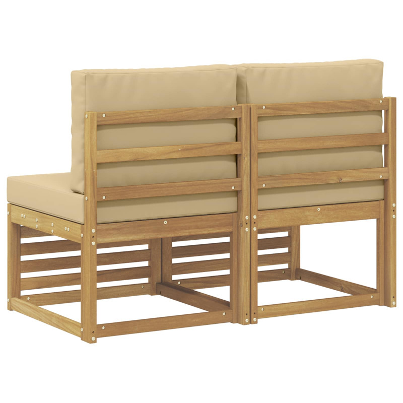 2 Sztuka Środkowa sofa ogrodowa Lite Drewno Akacji Biały