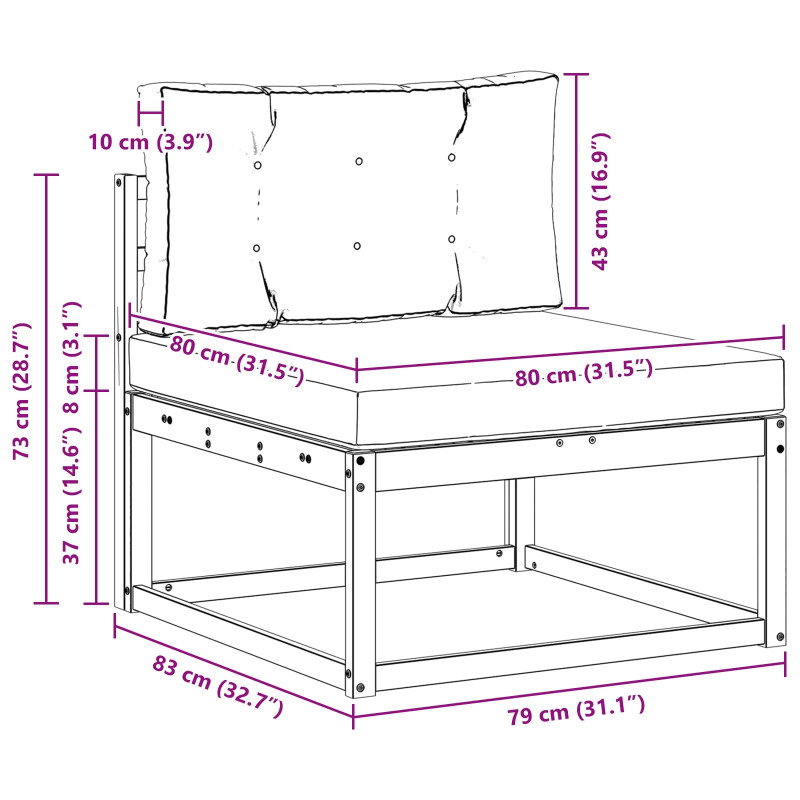Środkowa sofa ogrodowa Poliester Biały