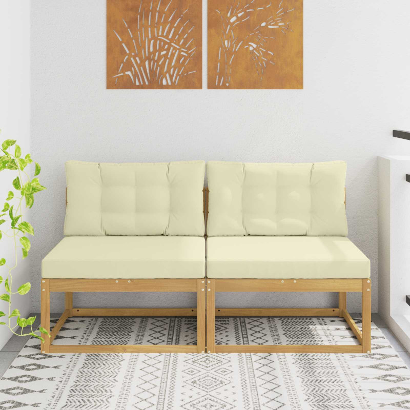2 Sztuka Środkowa sofa ogrodowa Poliester Biały