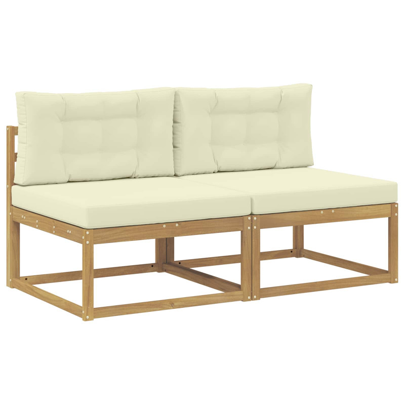 2 Sztuka Środkowa sofa ogrodowa Poliester Biały