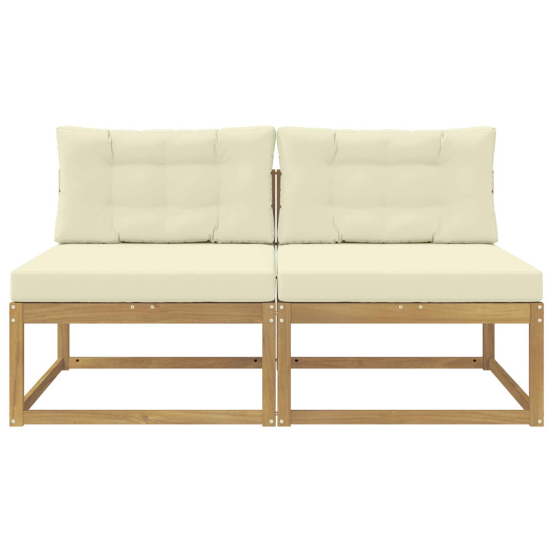 2 Sztuka Środkowa sofa ogrodowa Poliester Biały