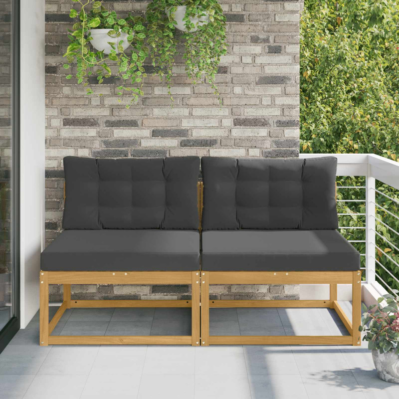 2 Sztuka Środkowa sofa ogrodowa Poliester Biały