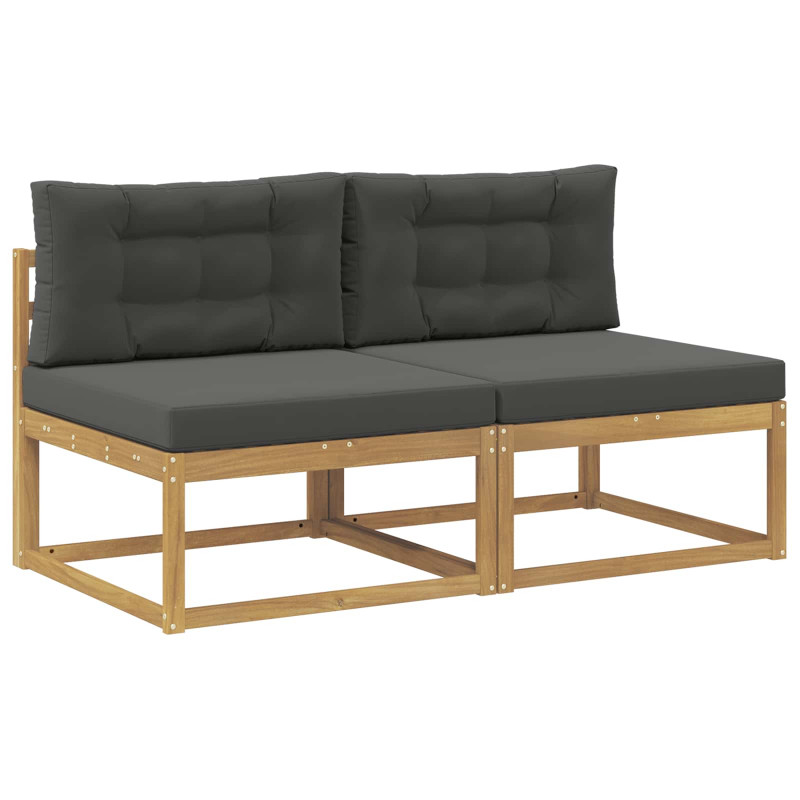 2 Sztuka Środkowa sofa ogrodowa Poliester Biały