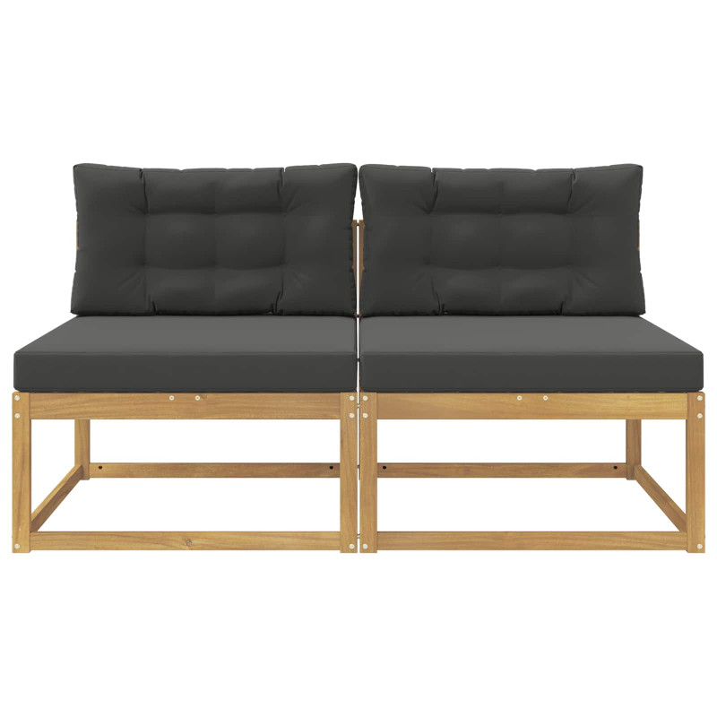 2 Sztuka Środkowa sofa ogrodowa Poliester Biały