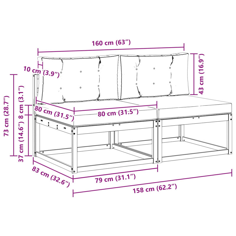 2 Sztuka Środkowa sofa ogrodowa Poliester Biały