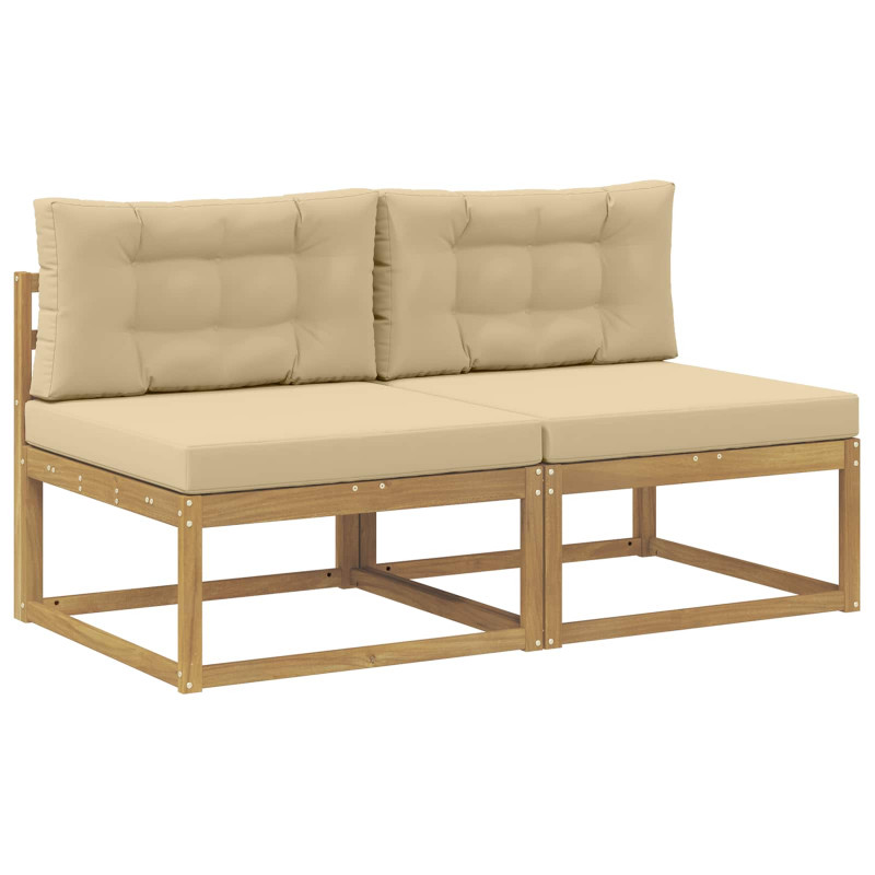 2 Sztuka Środkowa sofa ogrodowa Poliester Biały