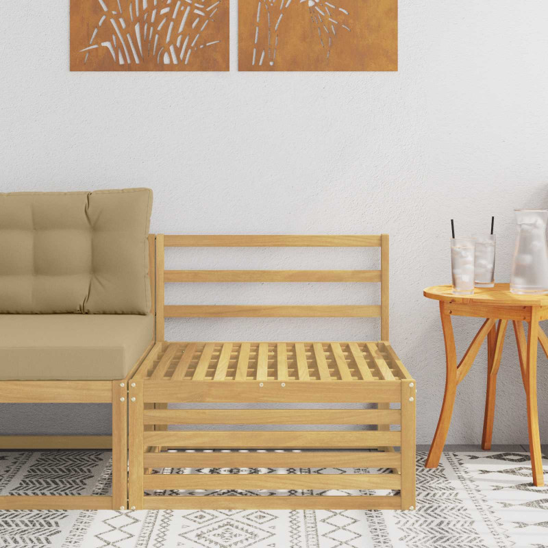 Środkowa sofa ogrodowa Lite Drewno Akacji Biały 83 x 79 x 73 cm