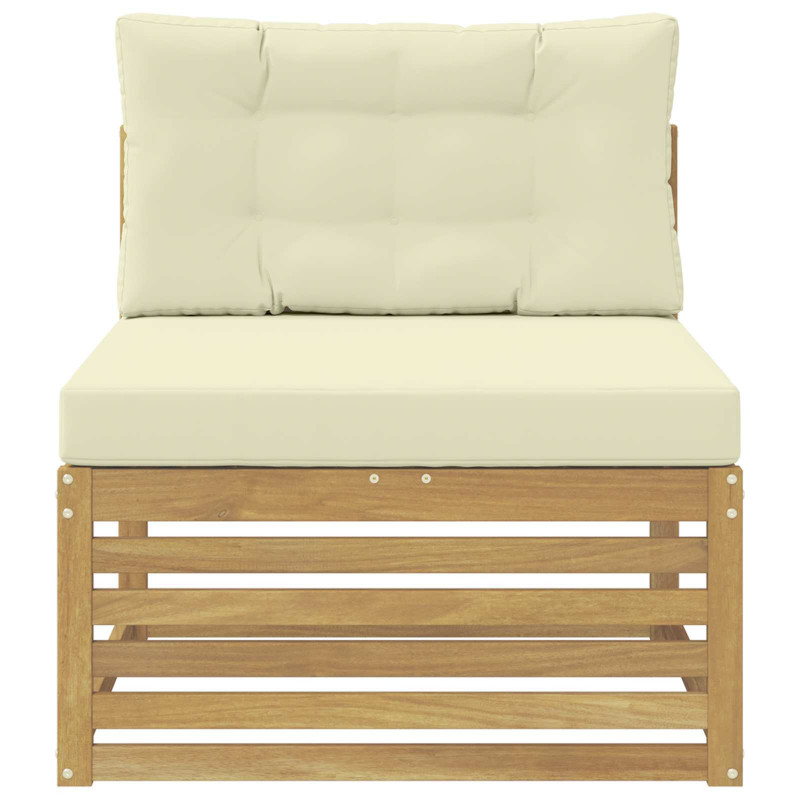 Środkowa sofa ogrodowa Lite Drewno Akacji Biały 83 x 79 x 73 cm