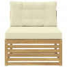 Środkowa sofa ogrodowa Lite Drewno Akacji Biały 83 x 79 x 73 cm