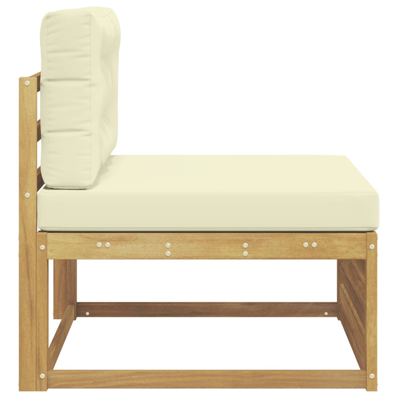 Środkowa sofa ogrodowa Lite Drewno Akacji Biały 83 x 79 x 73 cm