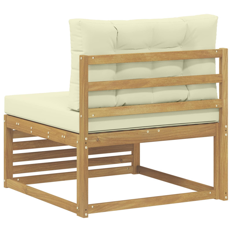 Środkowa sofa ogrodowa Lite Drewno Akacji Biały 83 x 79 x 73 cm