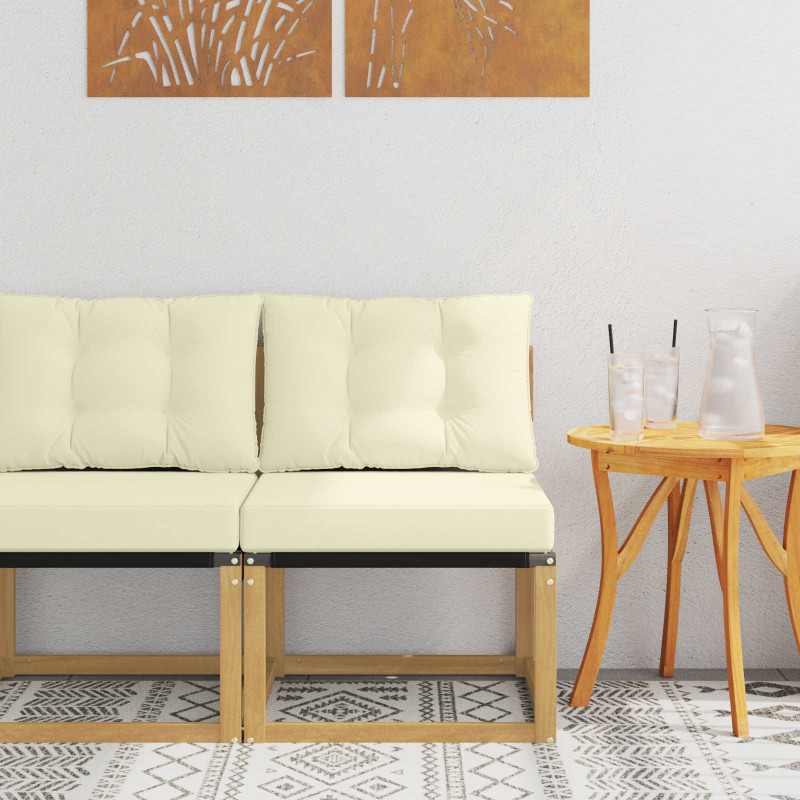 Środkowa sofa ogrodowa Lite drewno akacjowe i tkanina tekstylna