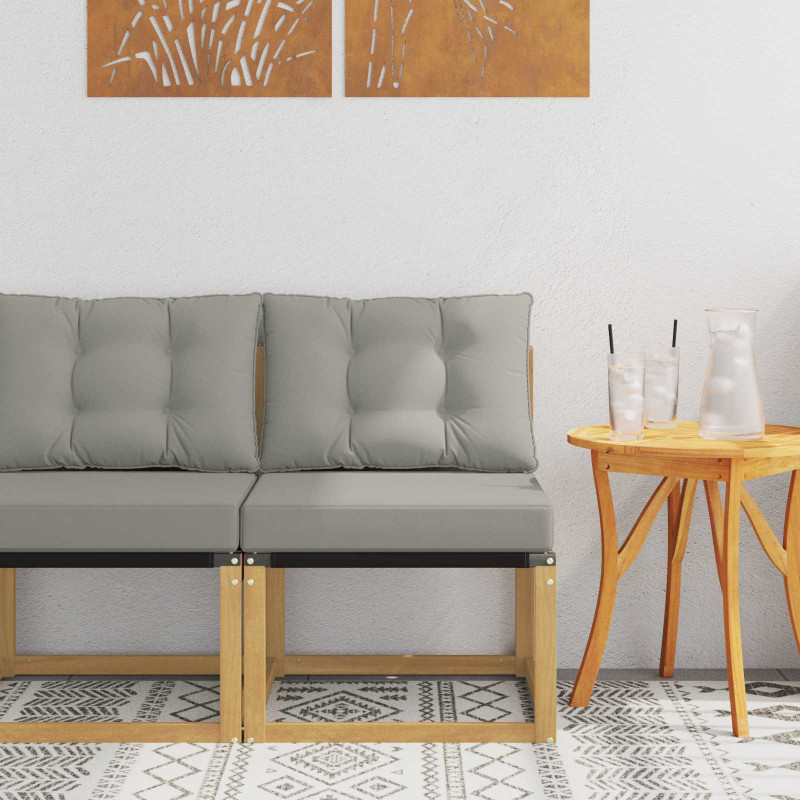 Środkowa sofa ogrodowa Lite drewno akacjowe i tkanina tekstylna