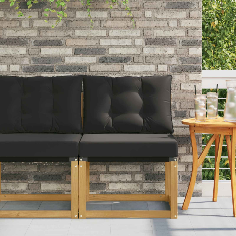 Środkowa sofa ogrodowa Lite drewno akacjowe i tkanina tekstylna