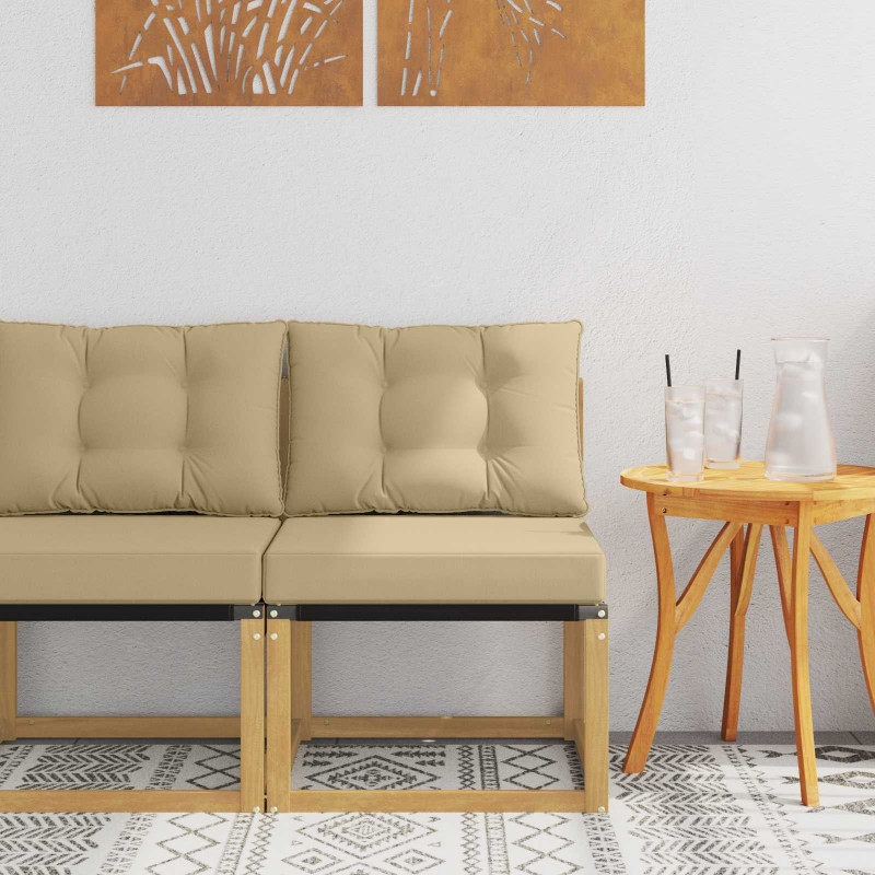 Środkowa sofa ogrodowa Lite drewno akacjowe i tkanina tekstylna