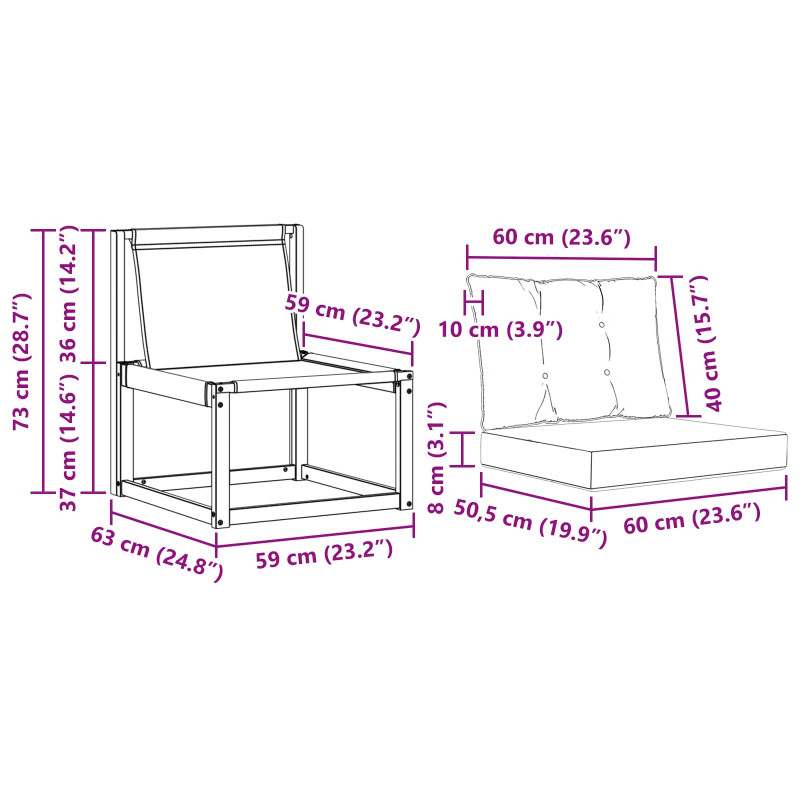 2 Sztuka Środkowa sofa ogrodowa