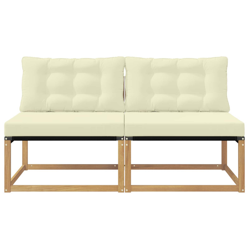 Środkowa sofa ogrodowa Drewno akacji i tekstylen Biały