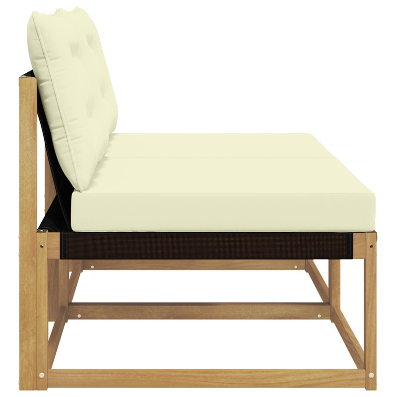 Środkowa sofa ogrodowa Drewno akacji i tekstylen Biały