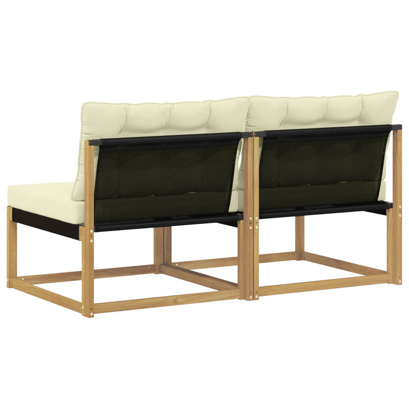 Środkowa sofa ogrodowa Drewno akacji i tekstylen Biały