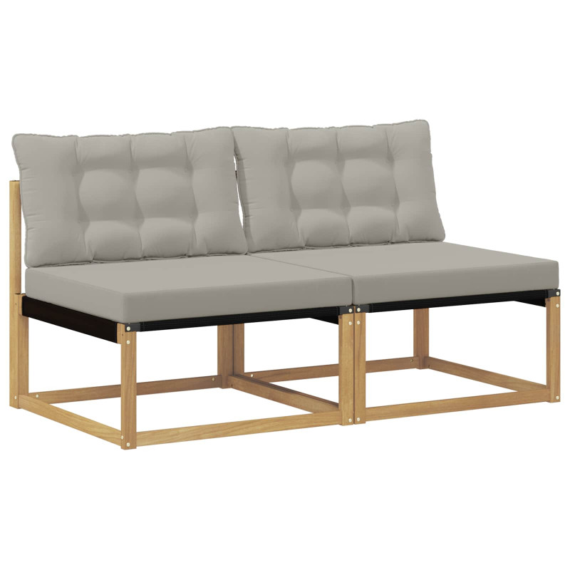 Środkowa sofa ogrodowa Drewno akacji i tekstylen Biały
