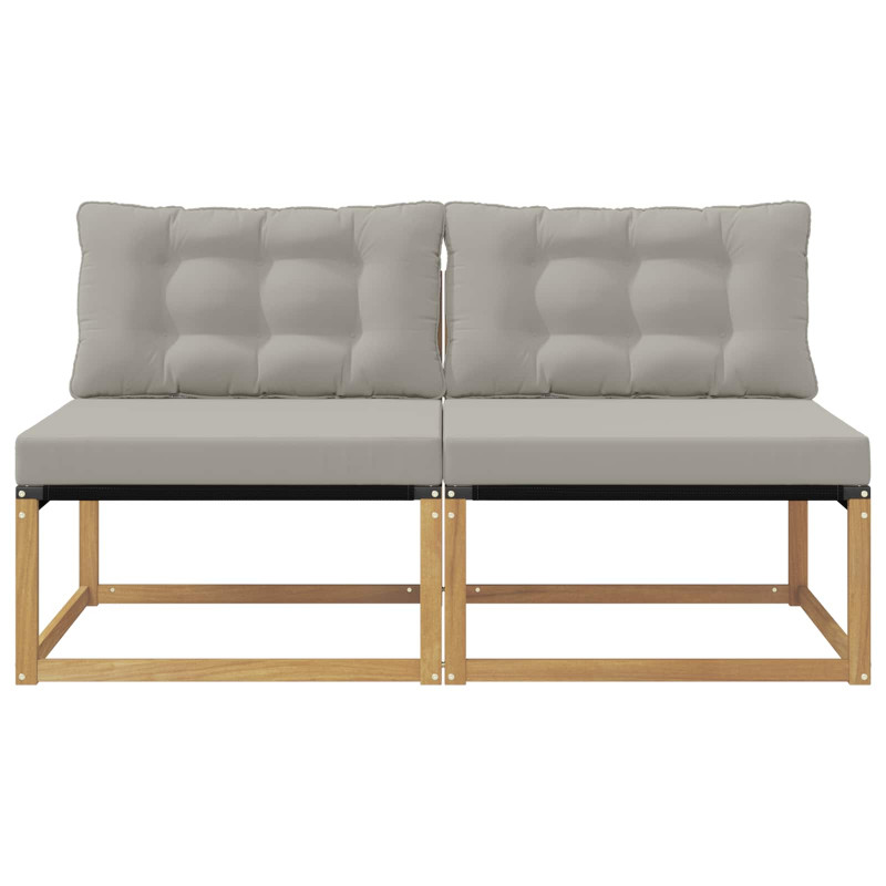 Środkowa sofa ogrodowa Drewno akacji i tekstylen Biały