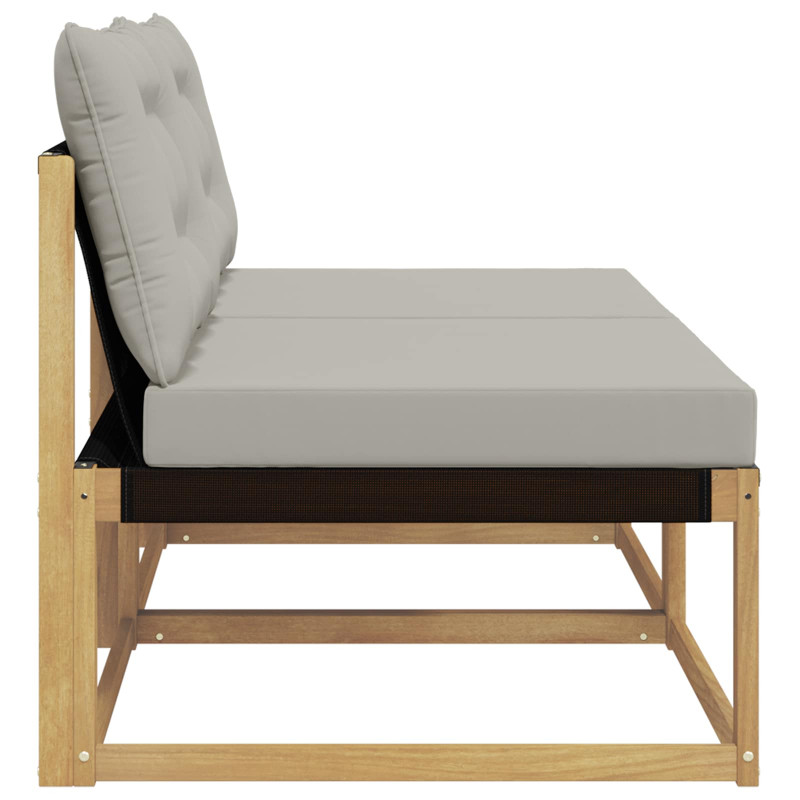 Środkowa sofa ogrodowa Drewno akacji i tekstylen Biały